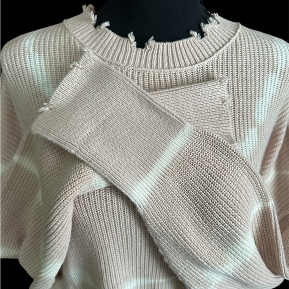 Pistola Darya distressed ribbed cream cotton sweater Women’s Size M *Oversized* - Picture 4 of 8